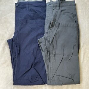 LOT OF 2 Eddie Bauer Men's Tech Pants 32x30 Hiking Outdoor Cargo 0431 Navy/Gray